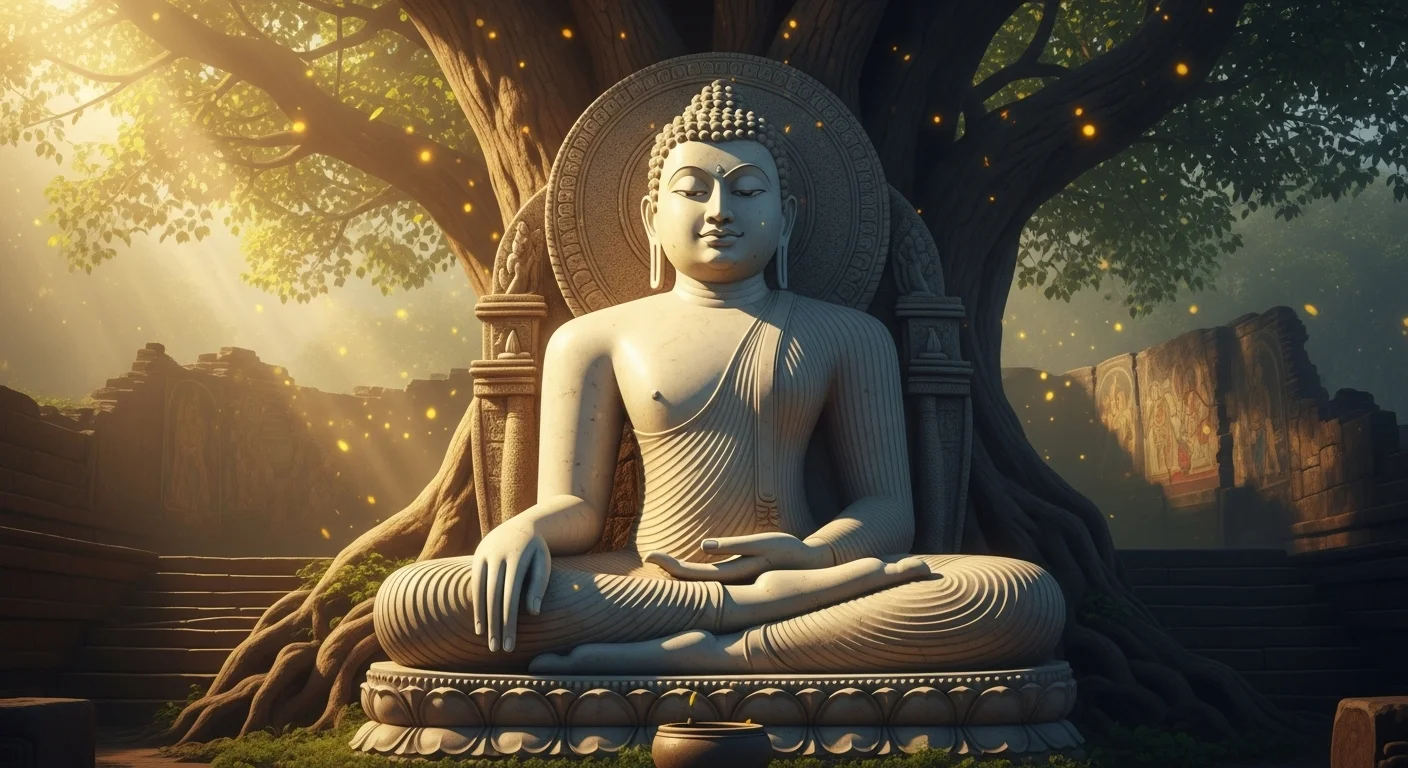 Buddha statue beneath the bodhi tree
