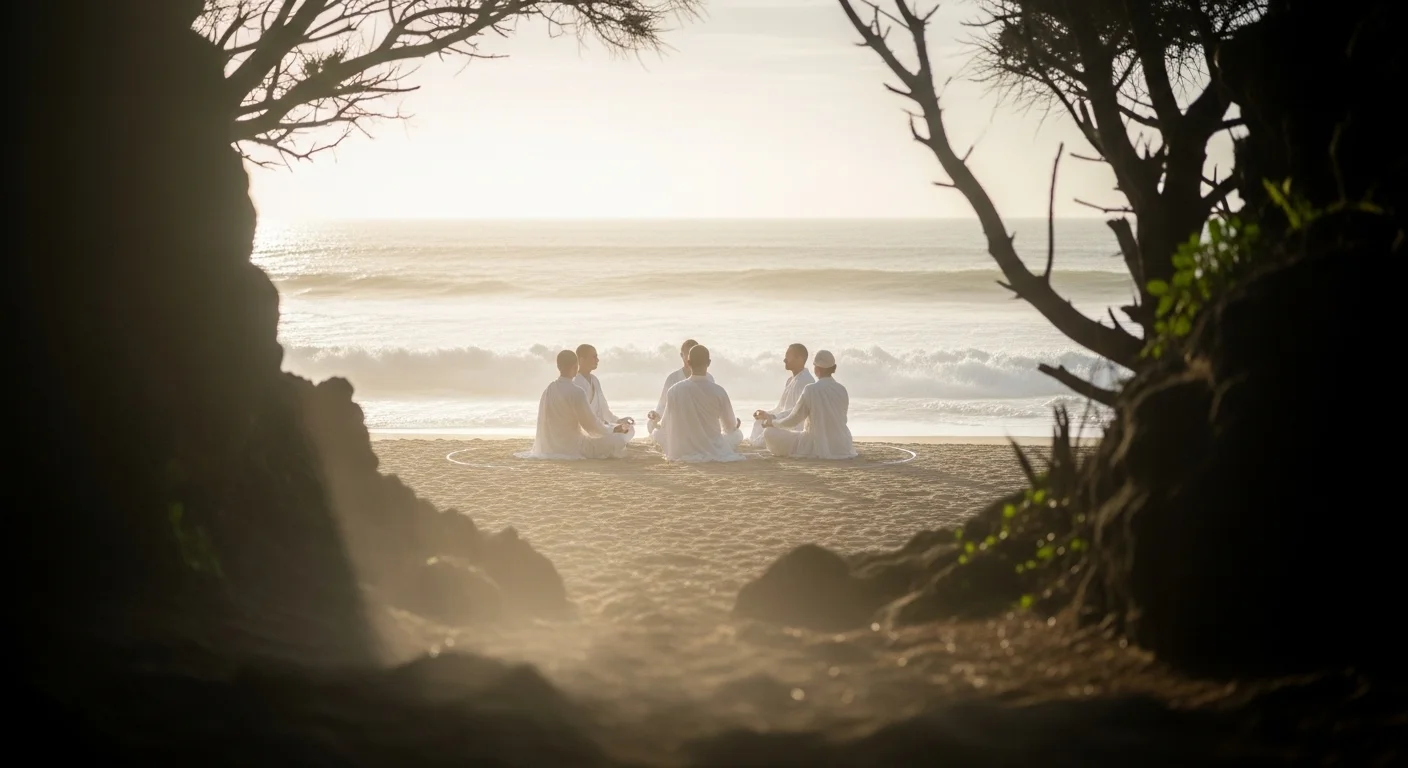 Meditation by the sea at sunrise